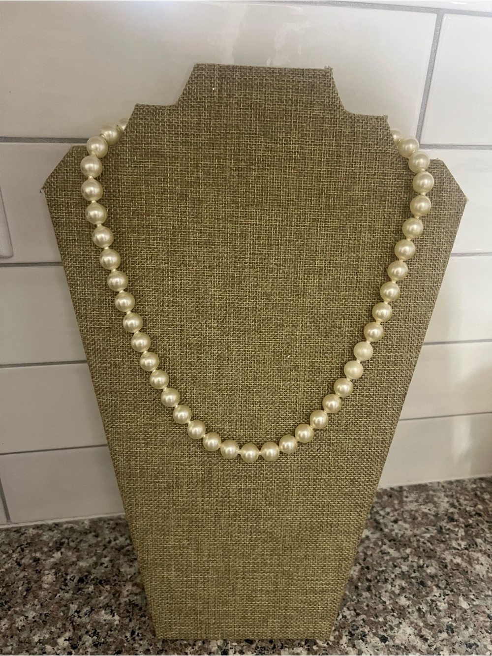 Vintage PopBeads Ivory Faux Pearl Necklace - 22 in. Snap Together